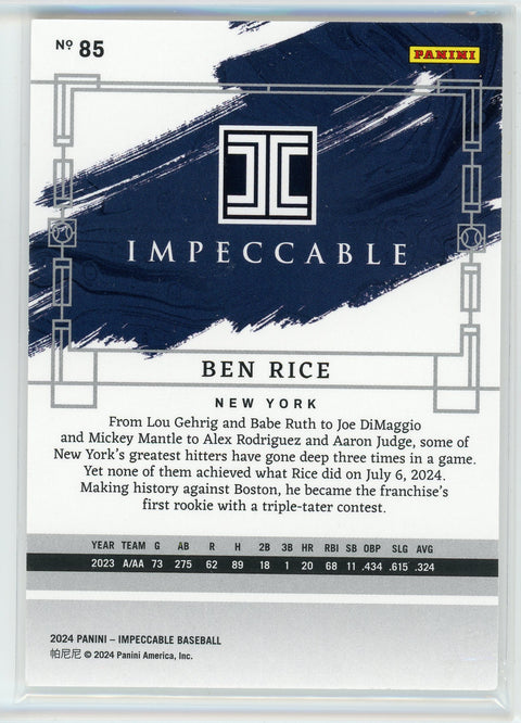 2024 Panini Impeccable #85 Ben Rice