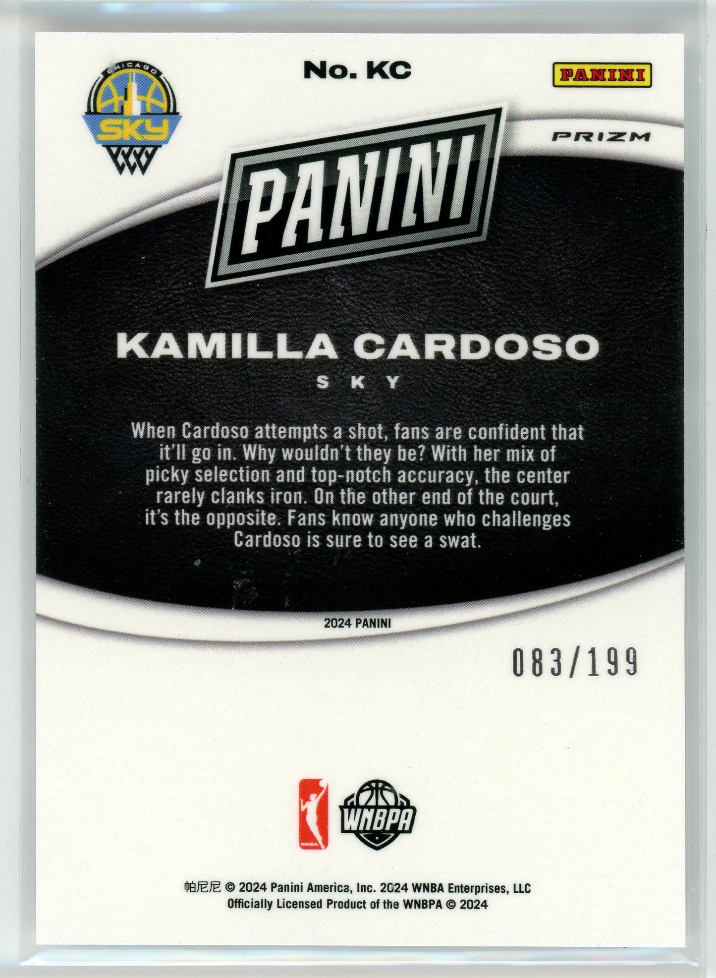 2024 Panini #KC Kamilla Cardoso Black Friday Silver Foil /199