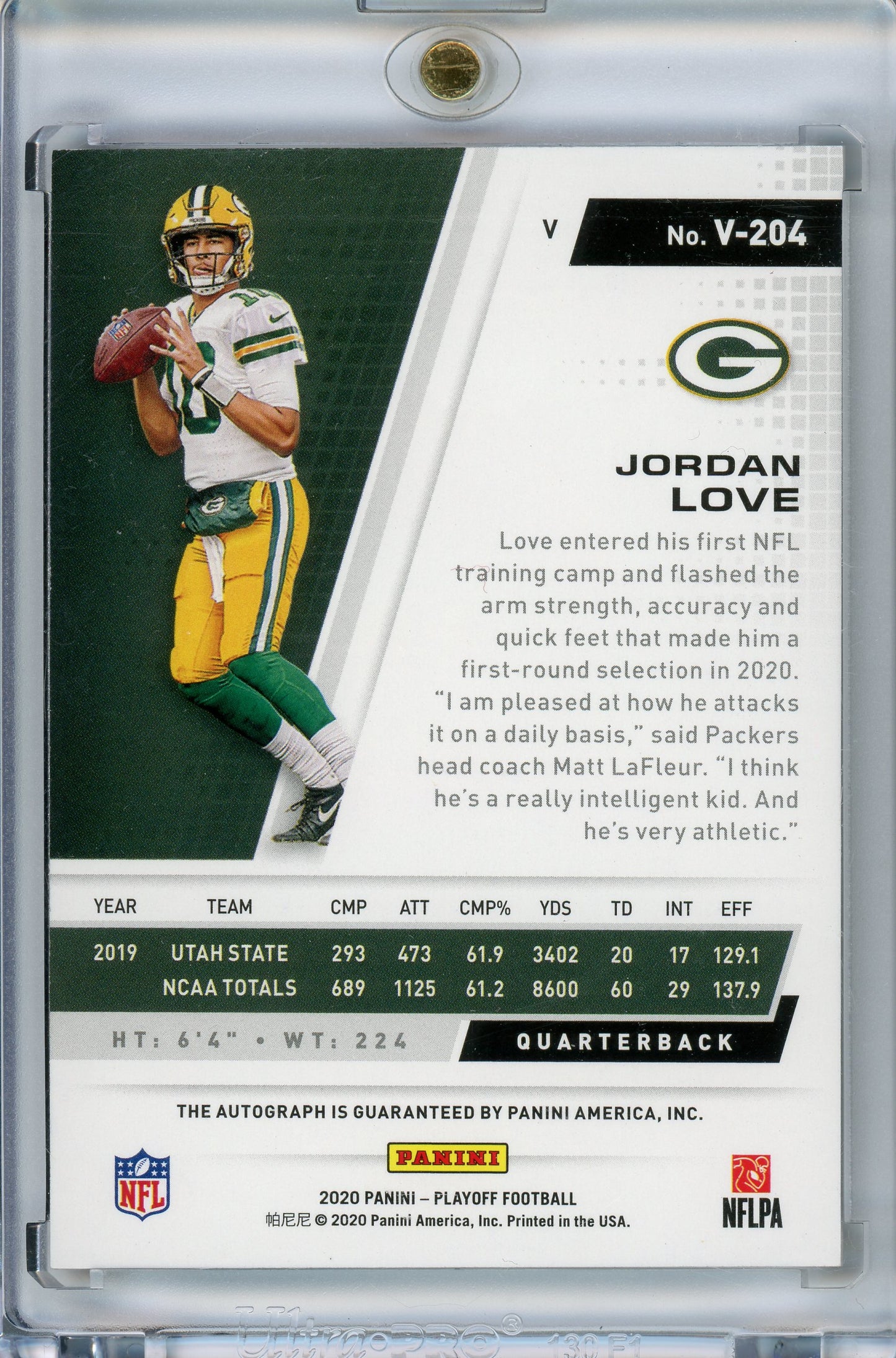 2020 Panini Playoff #V-204 Jordan Love Rookie Auto /50