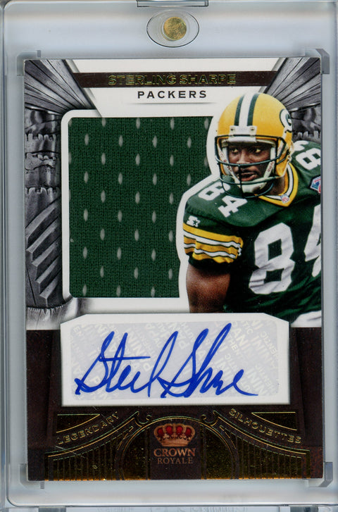 2012 Crown Royale #17 Sterling Sharpe Legendary Silhouette Material Auto /53