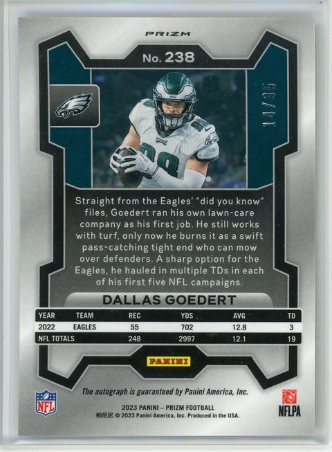 2023 Panini #238 Dallas Goedert Red Shimmer Auto