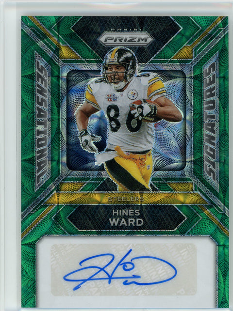 2023 Panini #SS-HW Hines Ward Sensational Signatures Green Scope /75