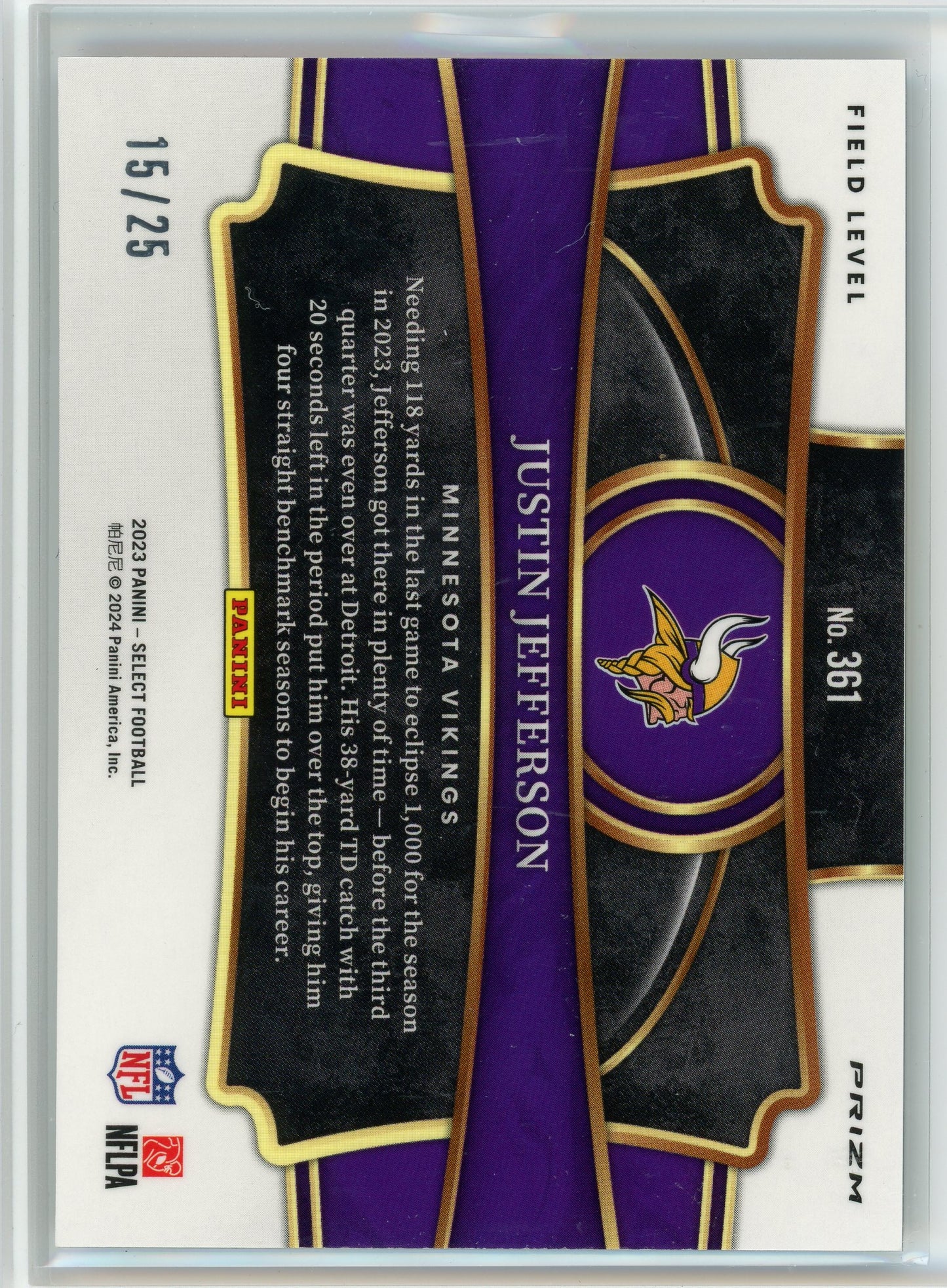2023 Panini Select #361 Justin Jefferson Field Level Tie-Dye /25