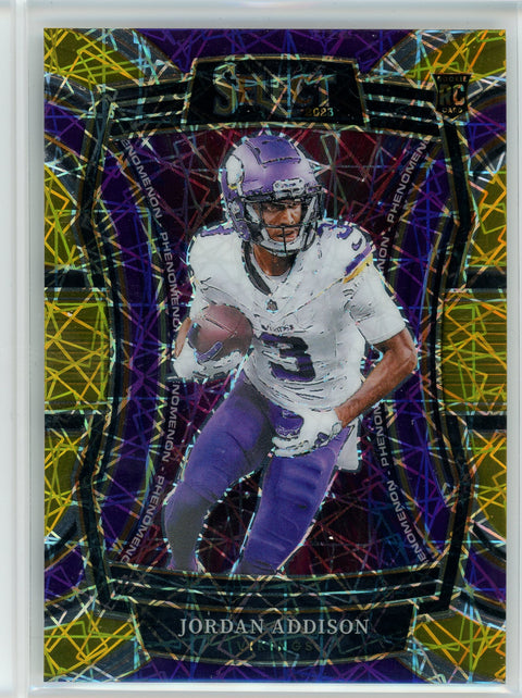 2023 Panini Select #PH-JAD Jordan Addison Phenomenon Purple Yellow Laser /10