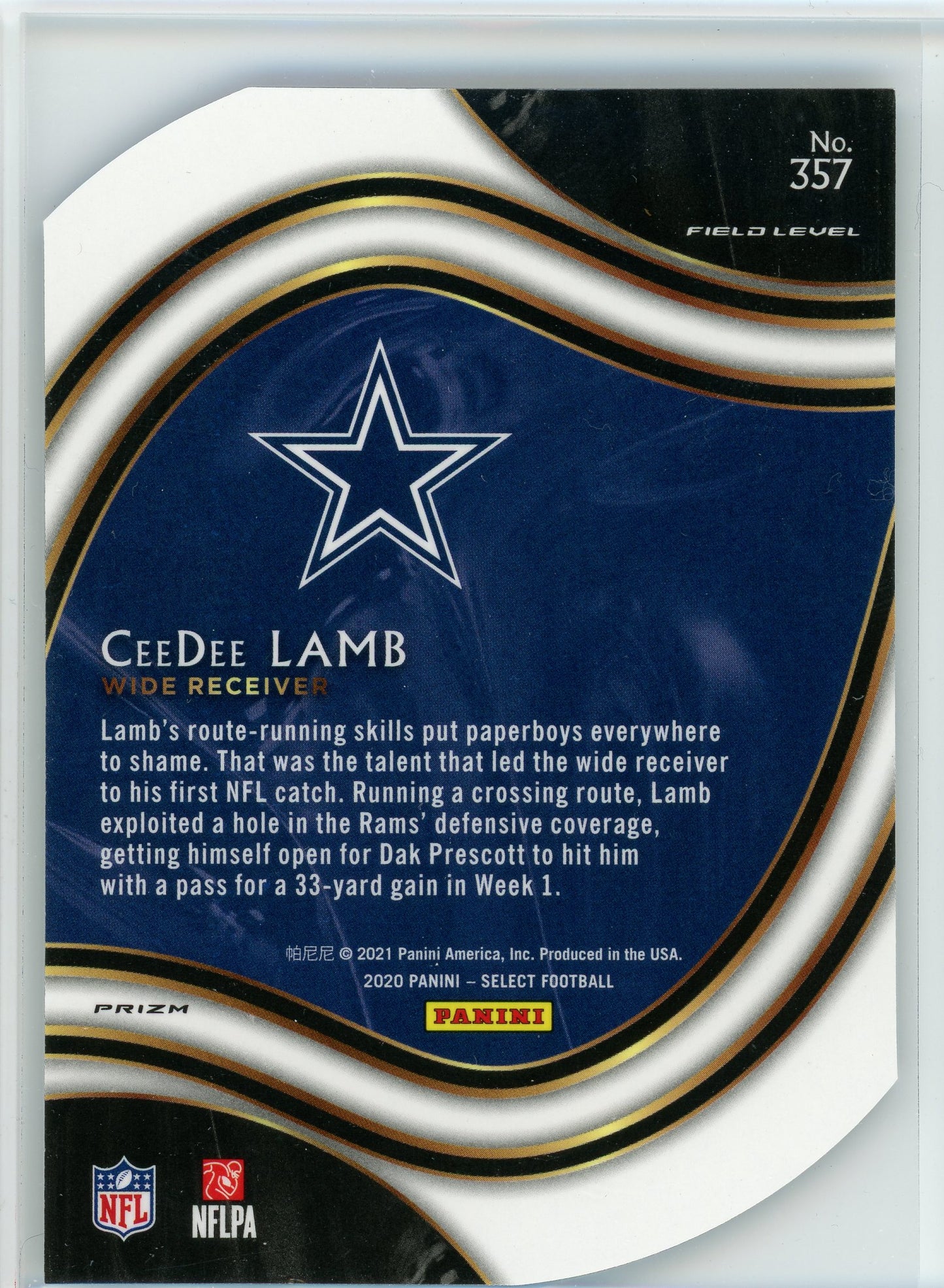 2020 Panini Select #357 CeeDee Lamb Blue Prizm Die Cut