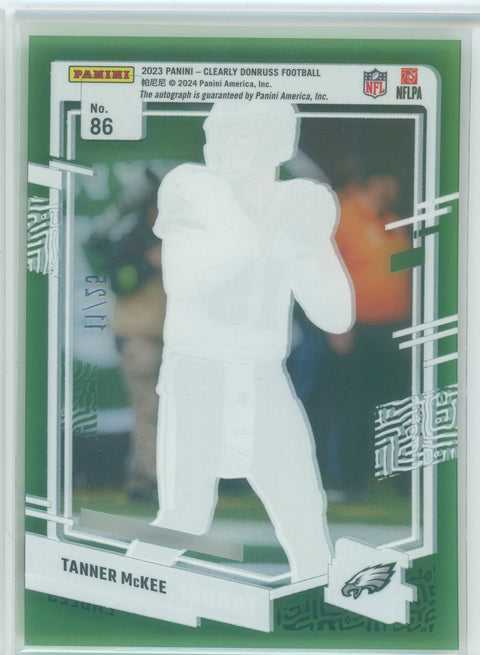 2023 Clearly Donruss #86 Tanner McKee Rated Rookie Autographs Green #/25