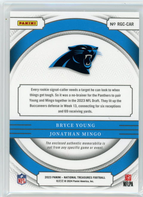 2023 Panini National Treasures #RGC-CAR Bryce Young/Jonathan Mingo Patch /25