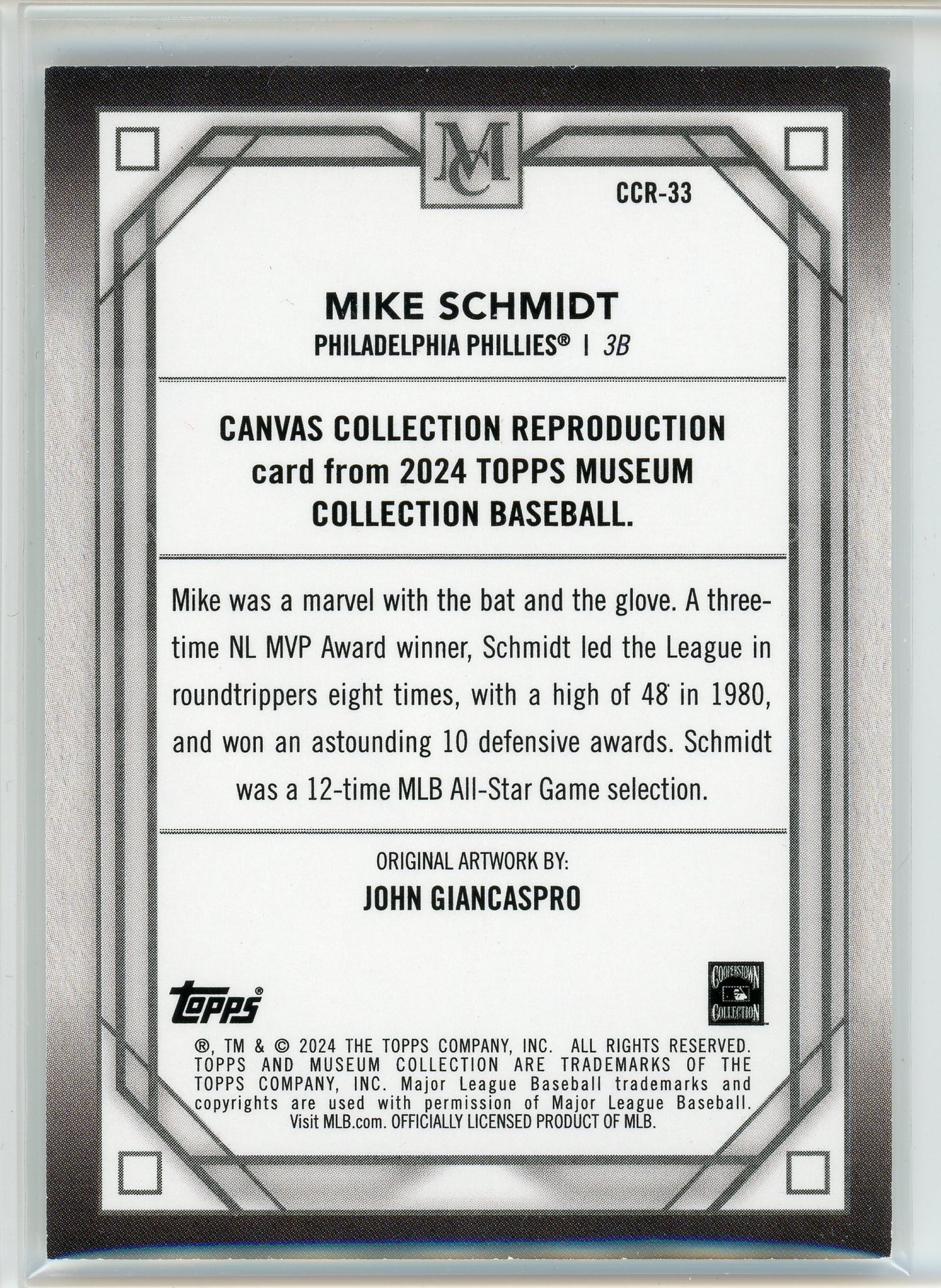 2024 Topps Museum Collection #CCR-33 Mike Schmidt Canvas Collection