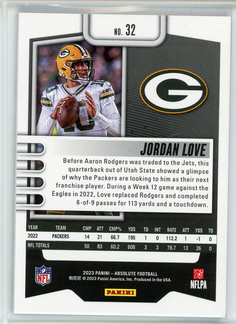 2023 Panini Absolute #32 Jordan Love Spectrum Blue #/50