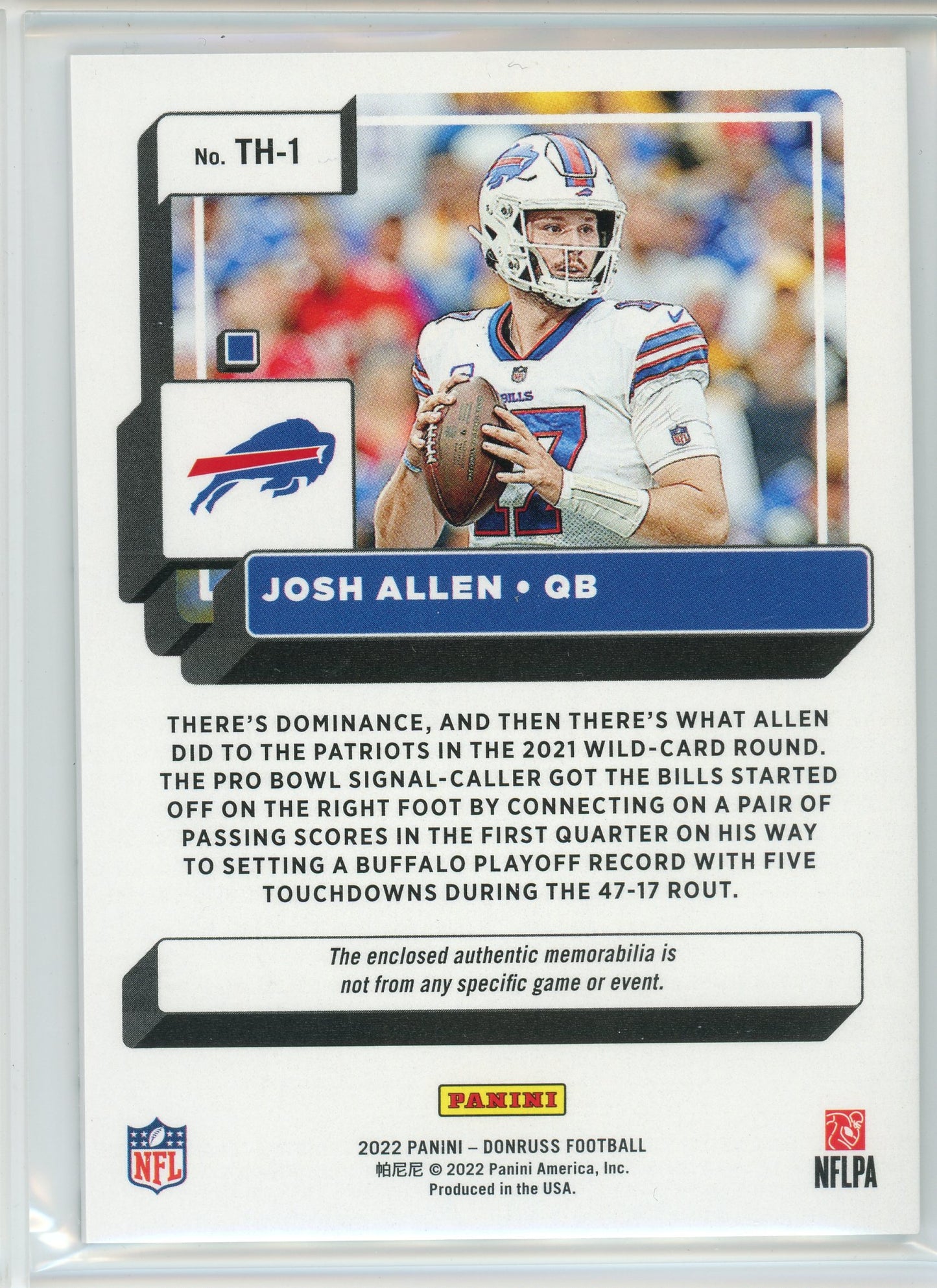 2022 Donruss #TH-1 Josh Allen Donruss Threads