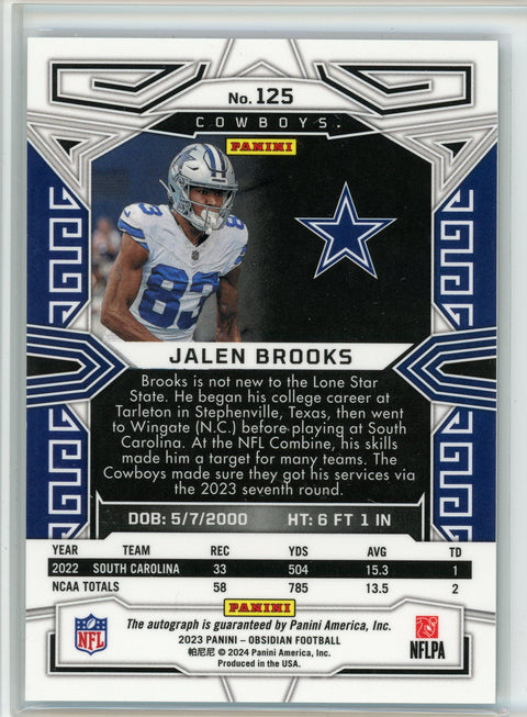 2023 Panini Obidian #125 Jalen Brooks Rookie Auto