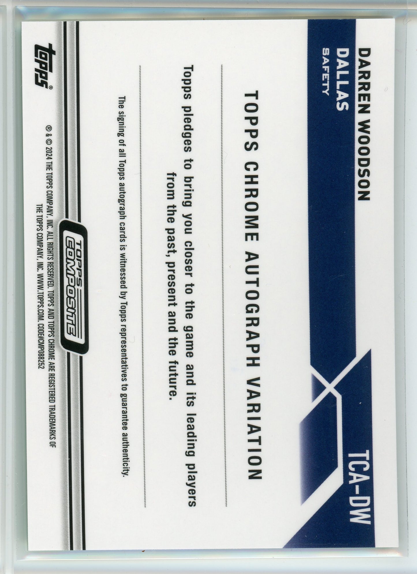2024 Topps Composite Chrome #TCA-DW Darren Woodson Green Auto /99