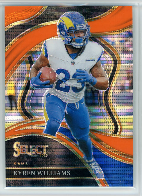 2023 Panini Select #242 Kyren Williams Club Level Neon Orange Puslar Prizm /7