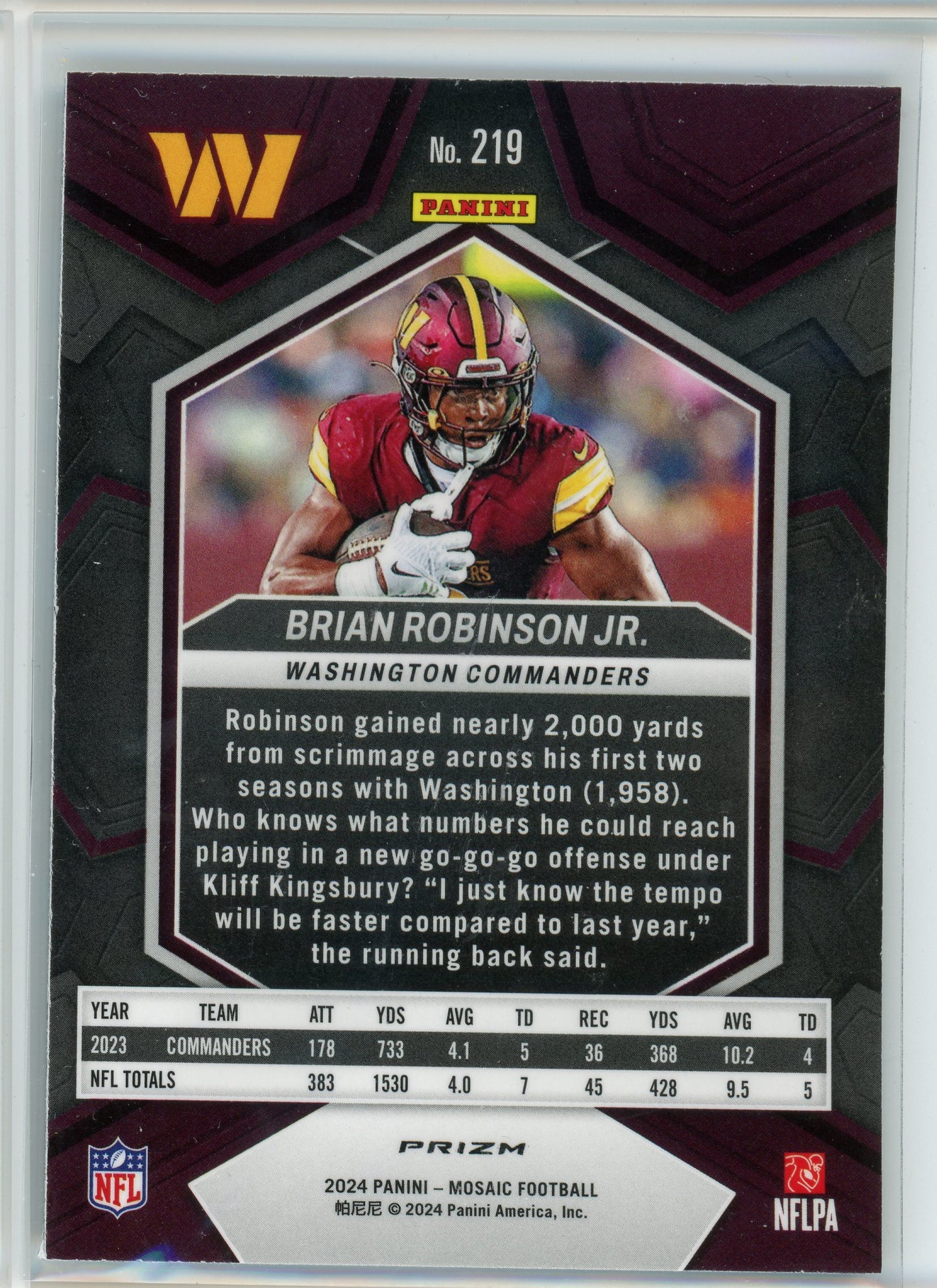 2024 Panini Mosaic #219 Brian Robinson Jr. Mosaic Genesis