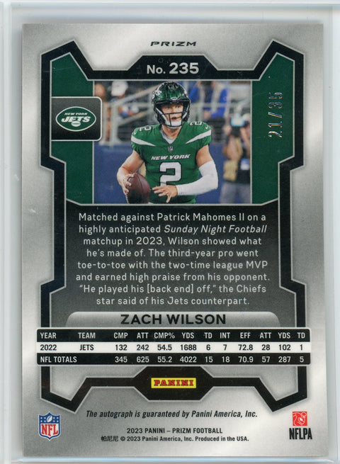 2023 Panini Prizm #235 Zach Wilson Red Shimmer #/35
