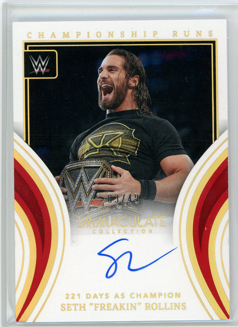 2023 Panini Immaculate WWE #ICR-SFR Seth "Freakin" Rollins Championship Runs /49