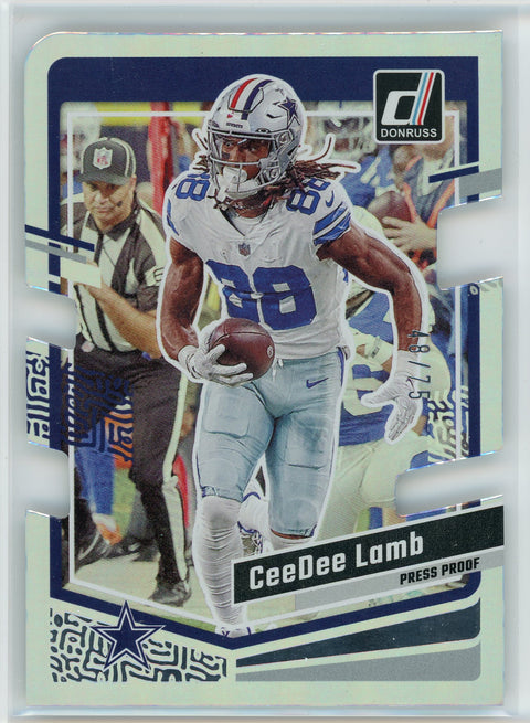 2023 Donruss Optic #72 CeeDee Lamb Press Proof Silver Die Cut