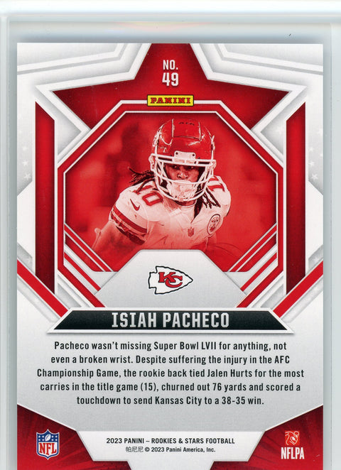 2023 Panini Rookies & Stars #49 Isiah Pacheco True Blue #/49