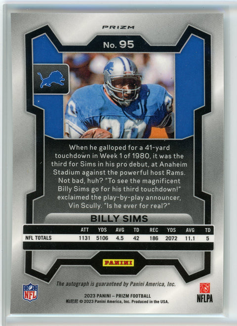 2023 Panini Prizm #95 Billy Sims Autographs Prizm Silver