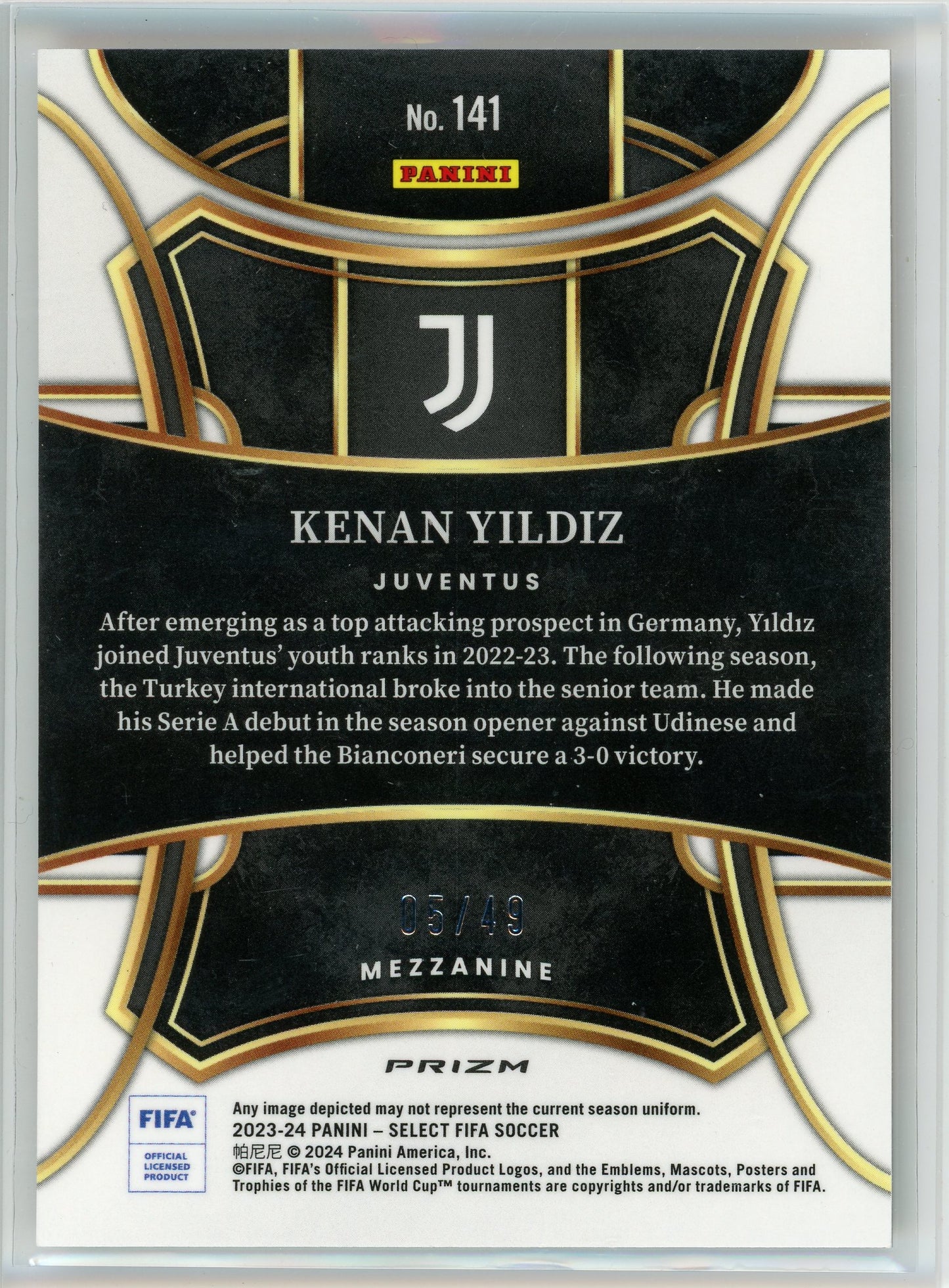 2023-24 Panini Select #141 Kenan Yildiz Orange Prizm /49