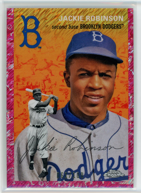 2023 Topps Chrome #426 Jackie Robinson Toile Cream/Fuchsia Lava Refractor /100