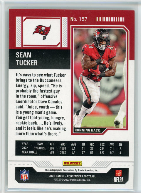 2023 Panini Contenders #157 Sean Tucker Opening Kickoff (Green Laser) Ticket