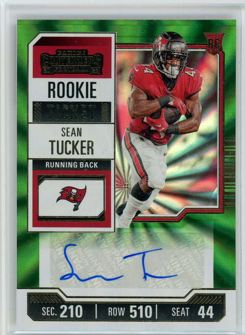 2023 Panini Contenders #157 Sean Tucker Opening Kickoff (Green Laser) Ticket