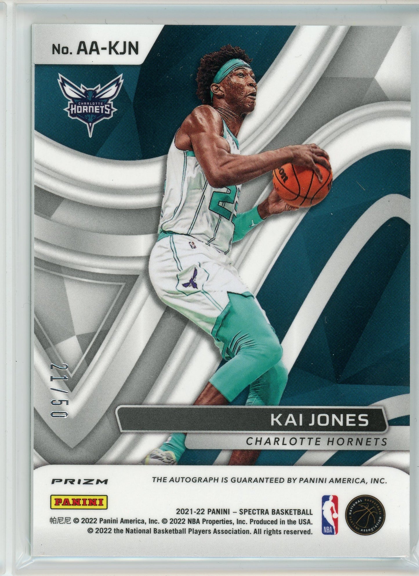 2021-22 Panini Pectra #AA-KJN Kai Jones Aspiring Green Scope Prizm Auto /50