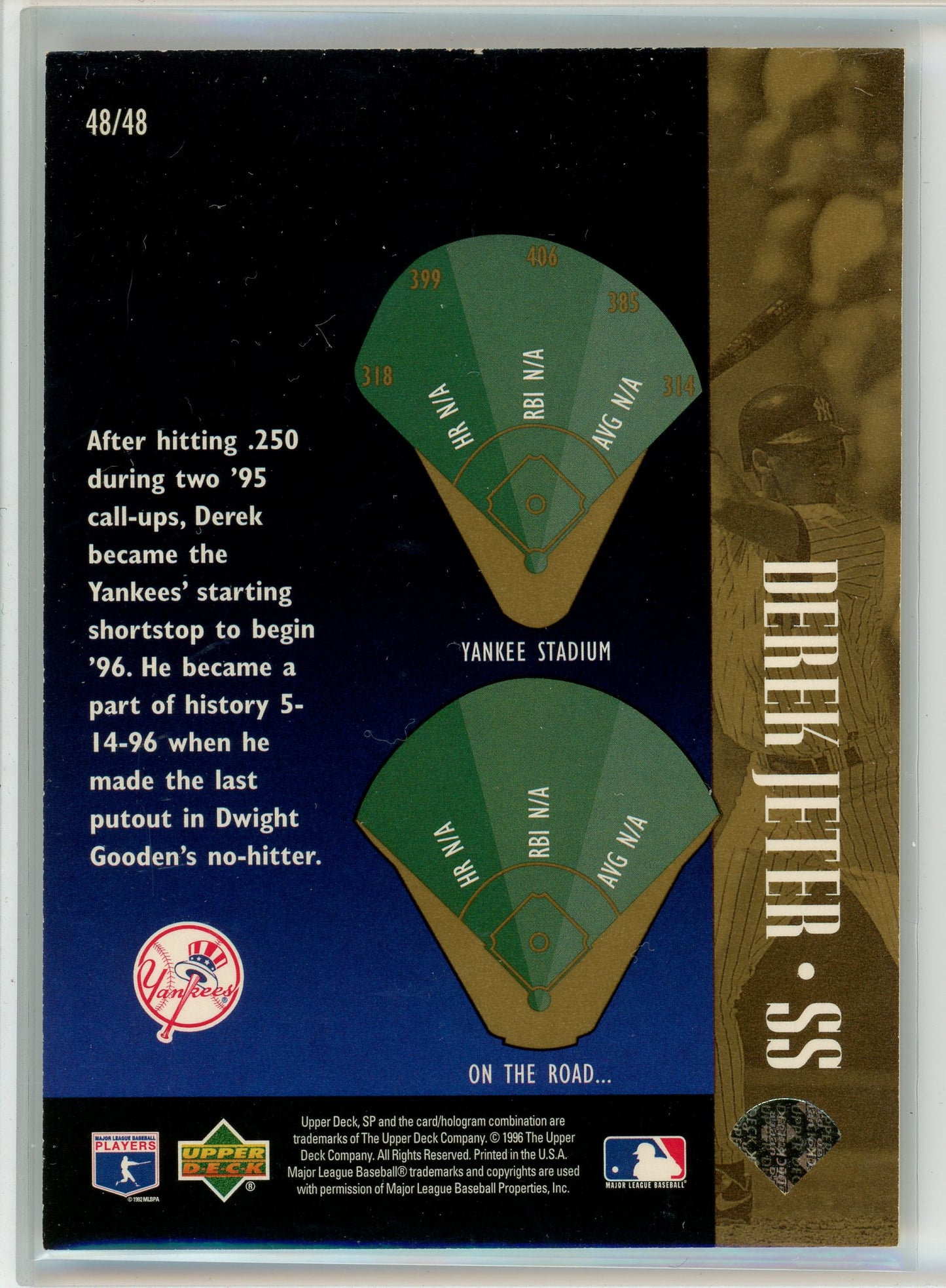 1996 Upper Deck SP #SS Derek Jeter Special FX Insert