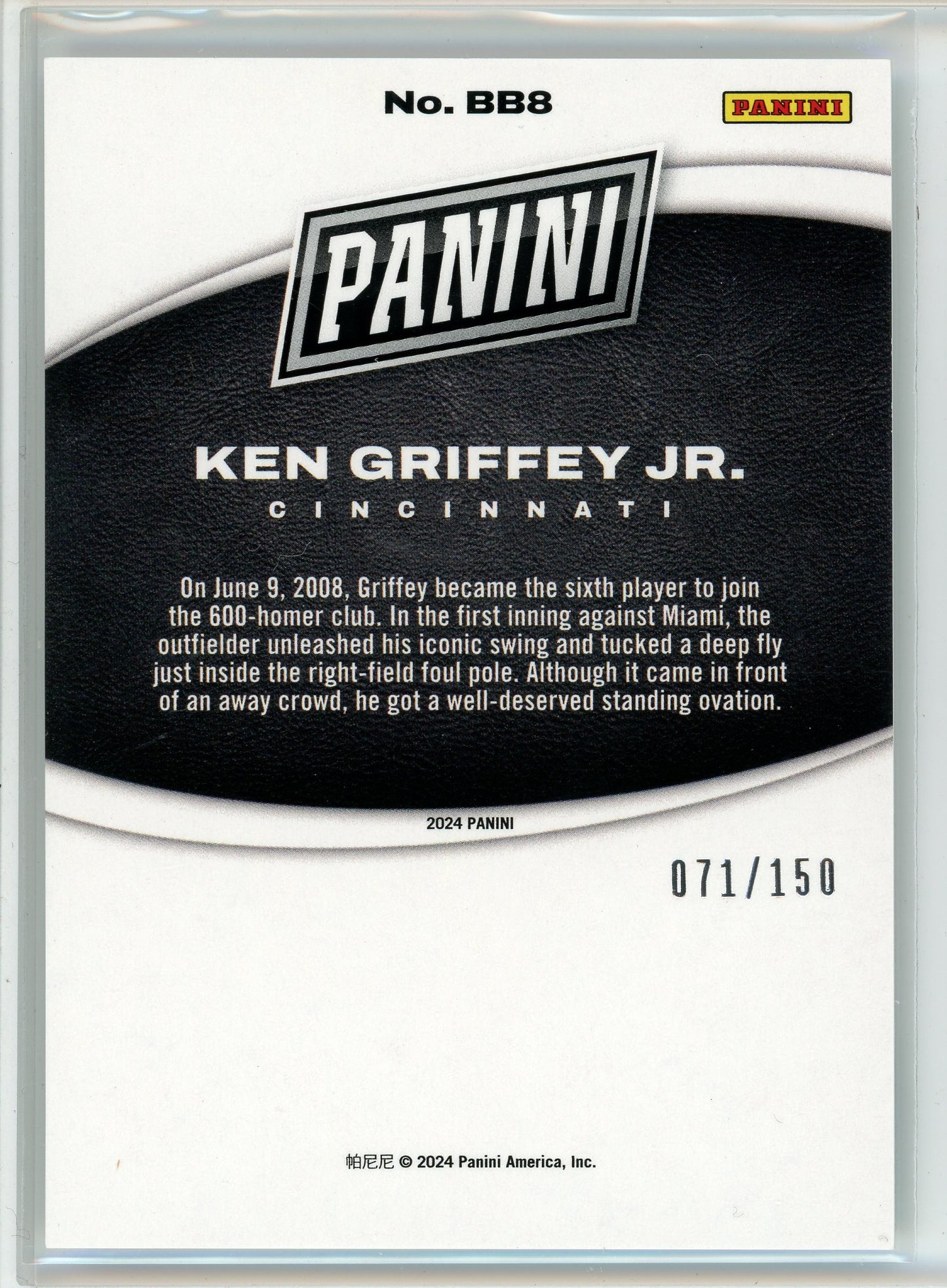2024 Panini #BB8 Ken Griffey Jr. Black Friday Silver Foil /150