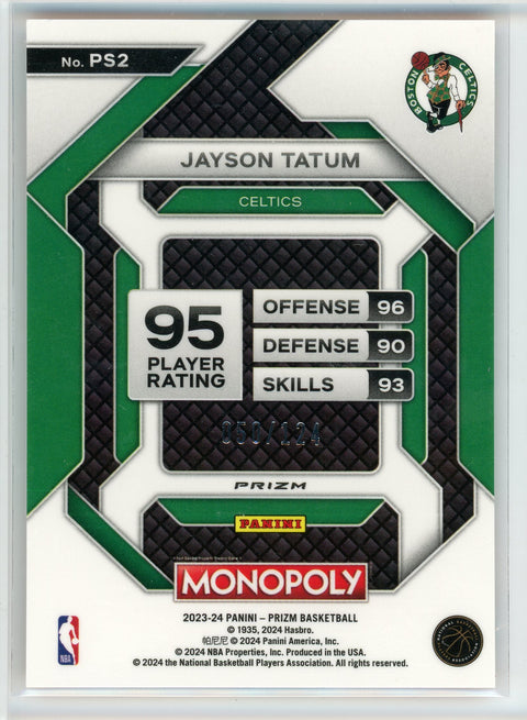 2023-24 Panini Monopoly #PS2 Jayson Tatum Orange Prizm /124