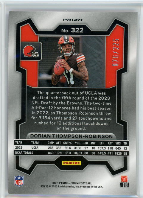2023 Panini Prizm #322 Dorian Thompson-Robinson Purple Cracked Ice /225