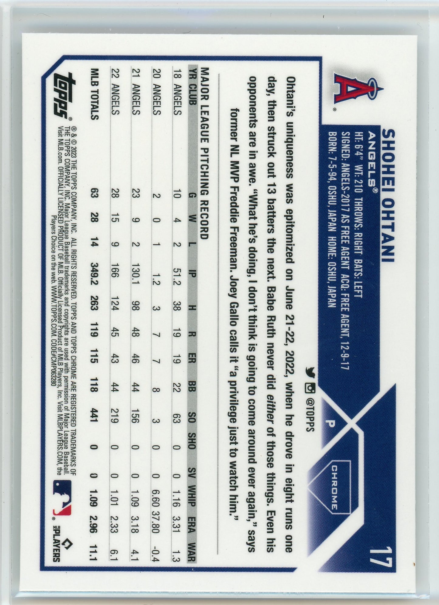 2023 Topps #17 Shohei Ohtani Vintage Stock
