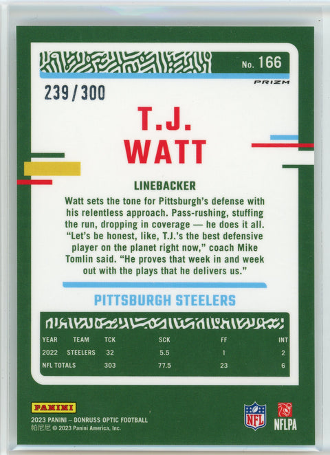 2023 Donruss Optic #166 T.J. Watt Wave #/300