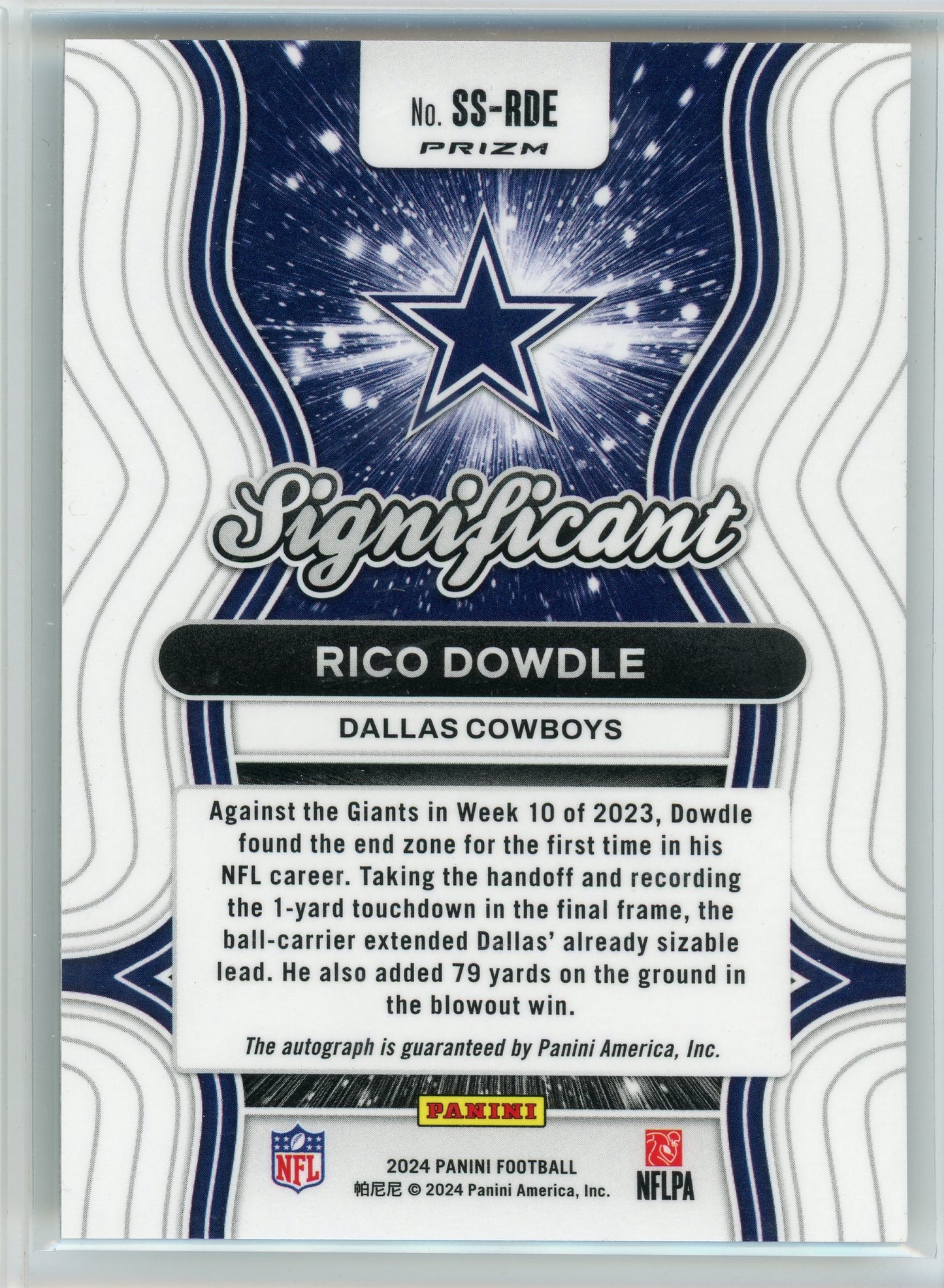 2024 Panini #SS-RDE Rico Dowdle Significant Auto