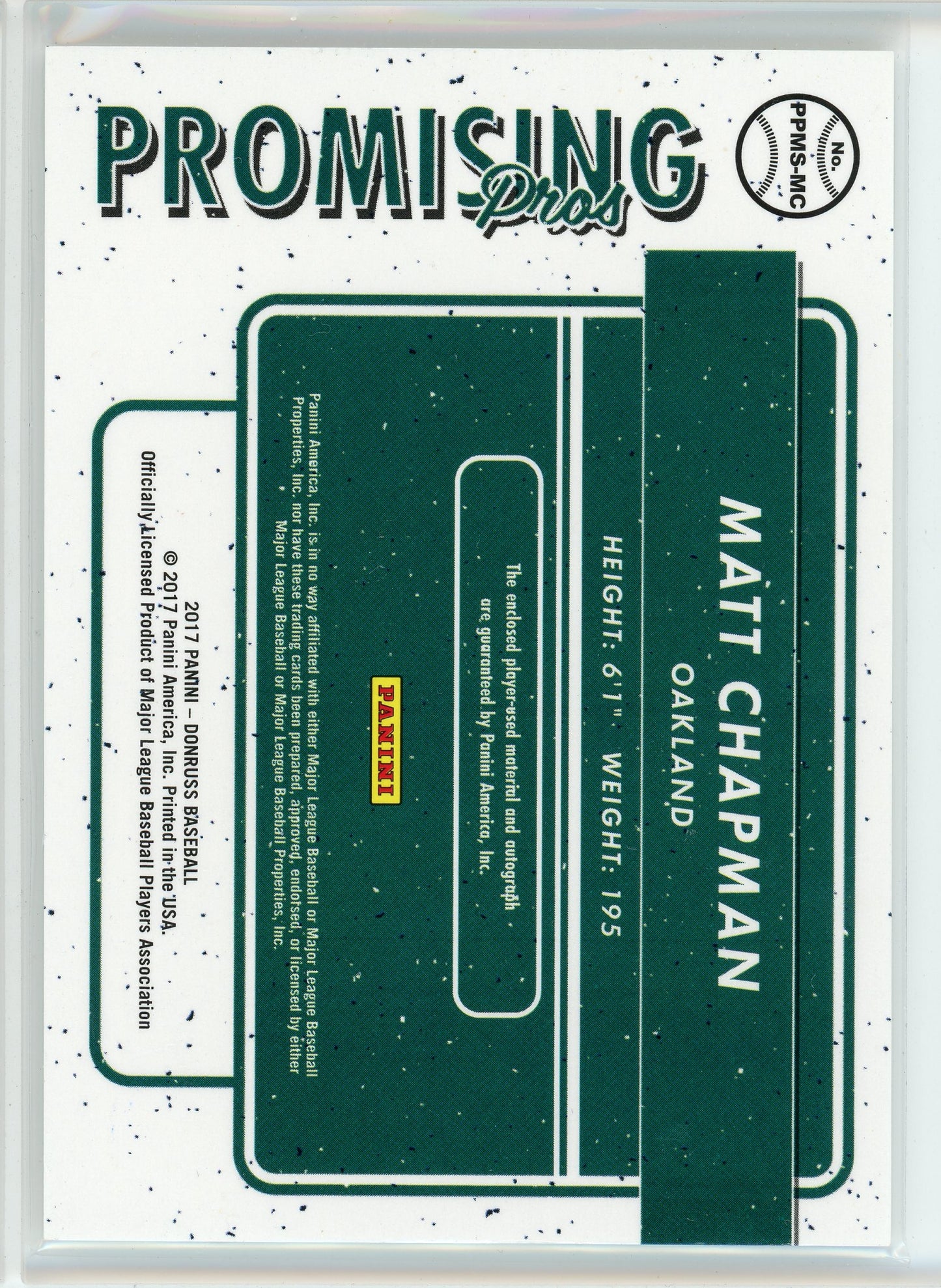 2017 Donruss #PPMS-MC Matt Chapman Promising Pros Patch Auto