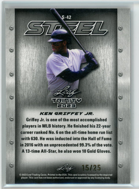 2023 Leaf Trinity #S-42 Ken Griffey Steel Pink Laser /25