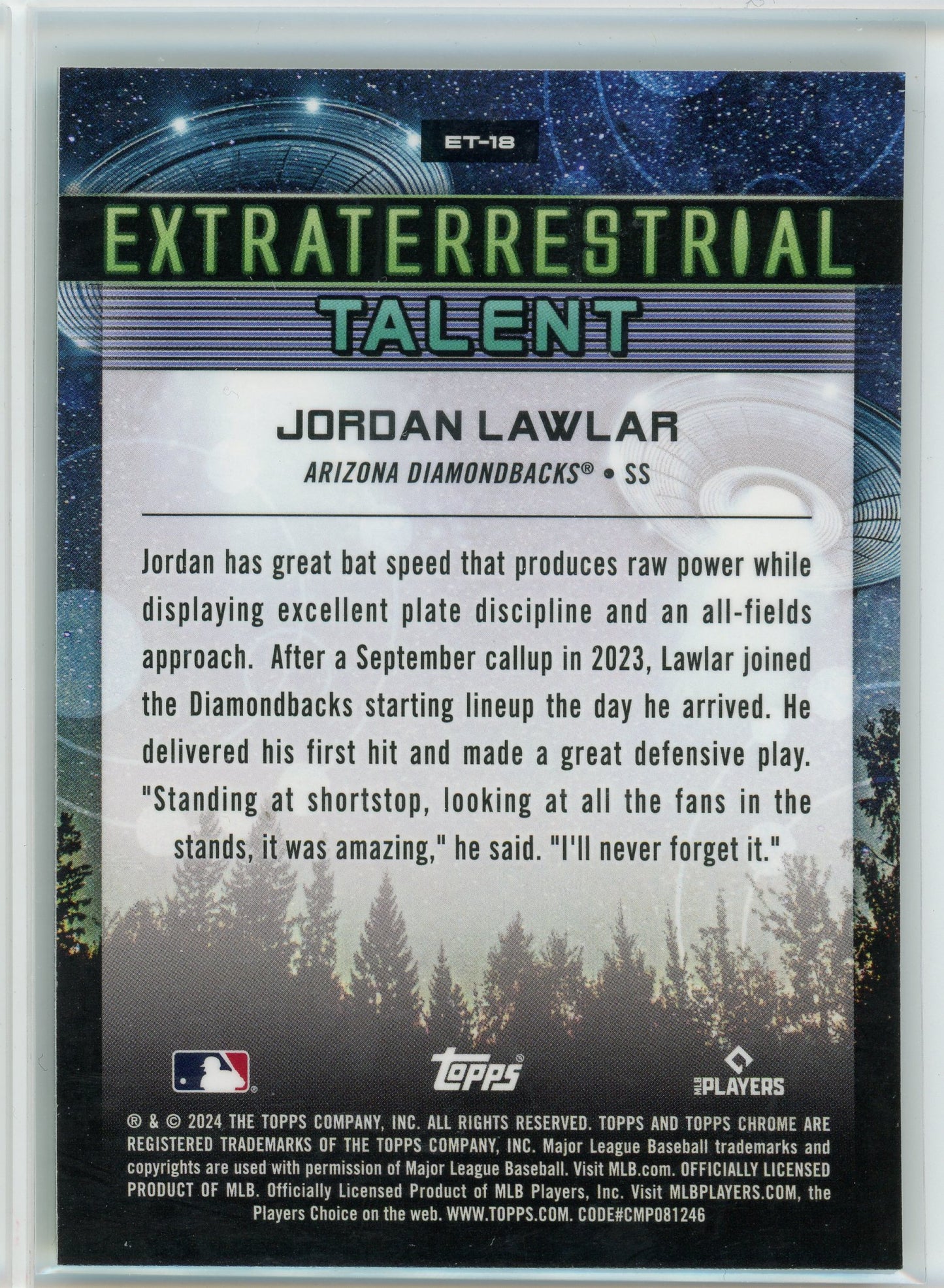2024 Topps Chrome #ET-18 Jordan Lawlar Extraterrestrial Talent Green S.D. /75