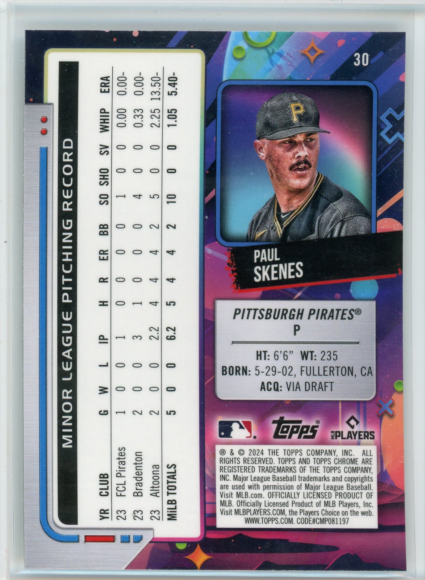 2024 Topps Chrome Cosmic #30 Paul Skenes