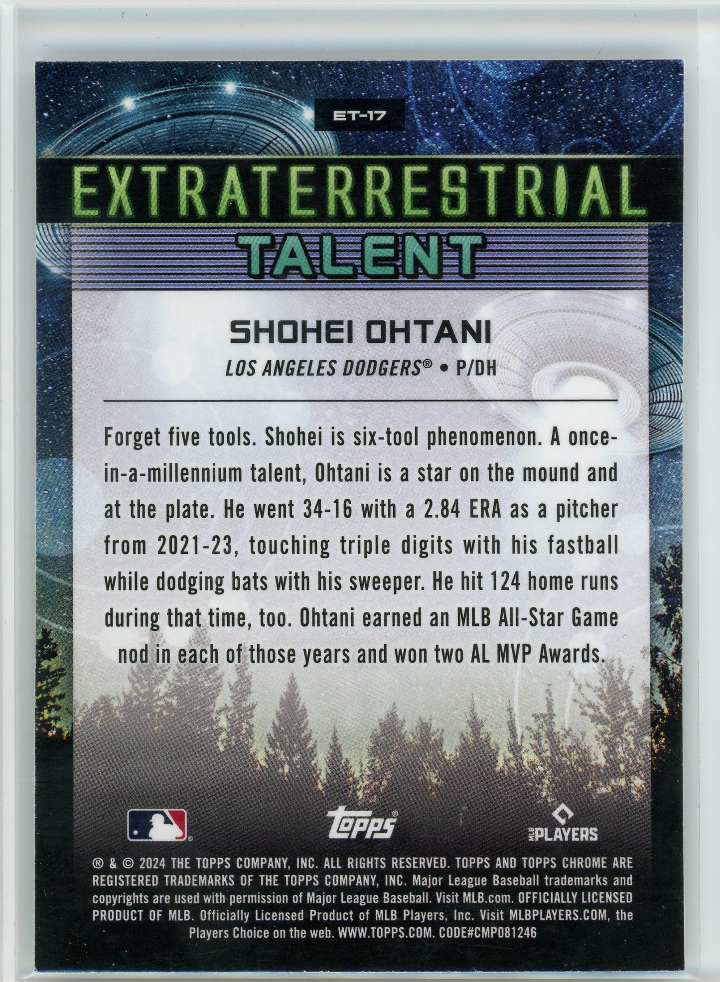2024 Topps Chrome #ET-17 Shohei Ohtani Extraterrestrial Talent