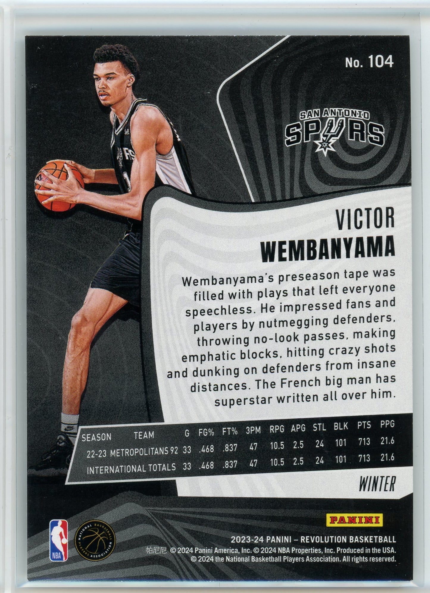 2023-24 Panini Revolution #104 Victor Wembanyama Winter Blue Refractor