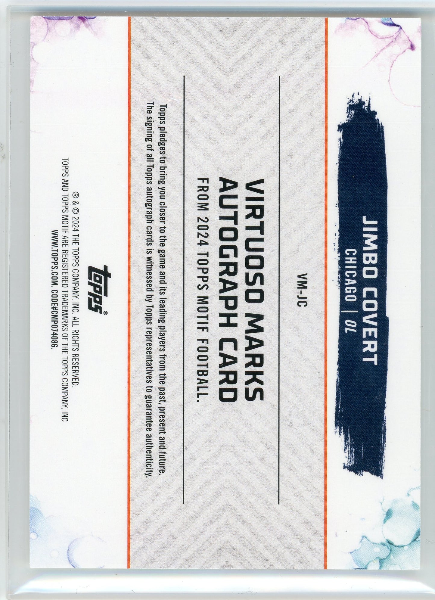 2024 Topps Motif ##VM-JC Jimbo Covert Virtuoso Marks Auto /20