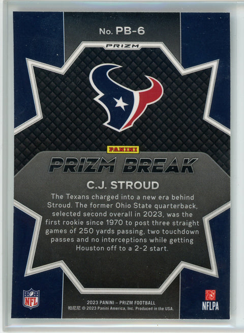 2023 Panini Prizm #PB-6 C.J. Stroud Prizm Break No Huddle