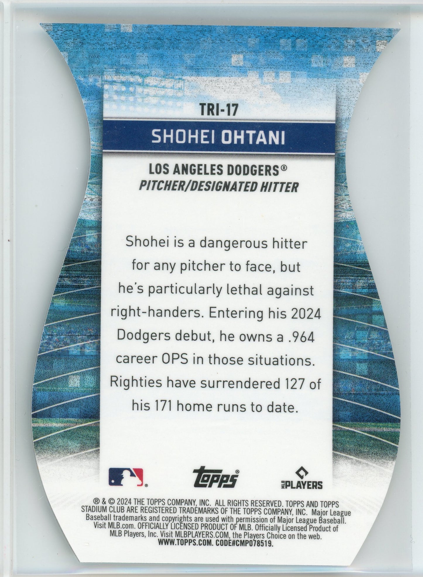2024 Stadium Club #TRI-17 Shohei Ohtani Triumvirates Black