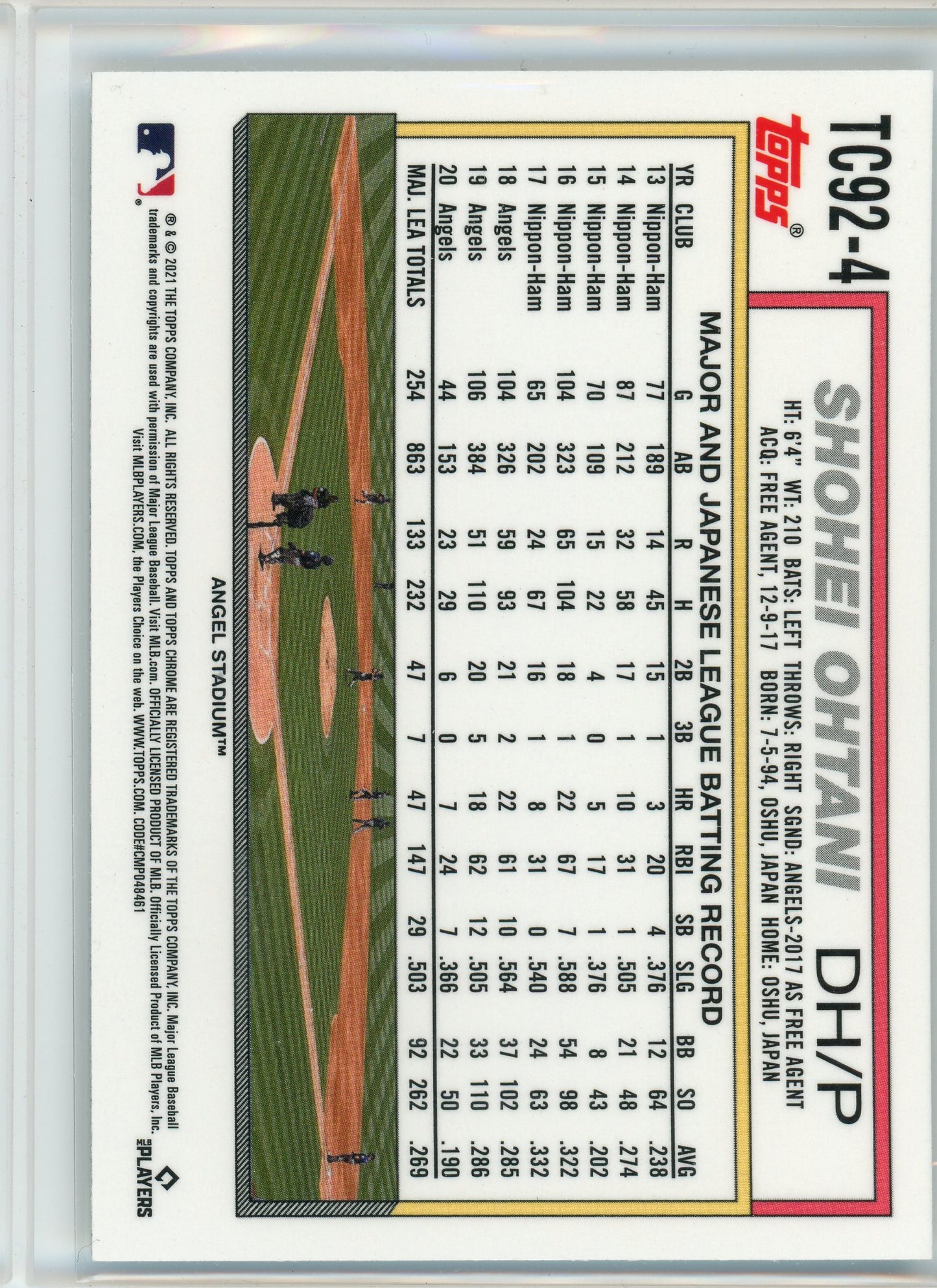 2021 Topps Update #TC92-4 Shohei Ohtani 1992 Topps Redux Chrome