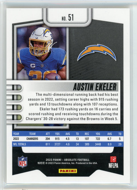 2023 Panini Absolute #51 Austin Ekeler Spectrum Gold #/10