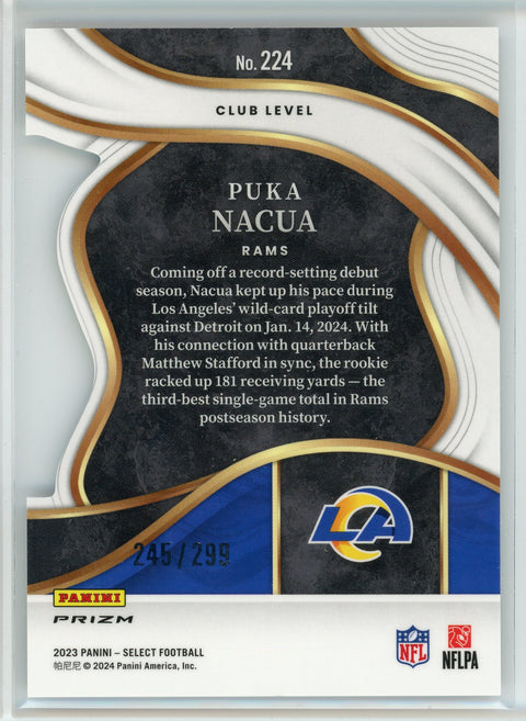 2023 Panini Select #224 Puka Nacua Copper Prizms Die Cuts #/299