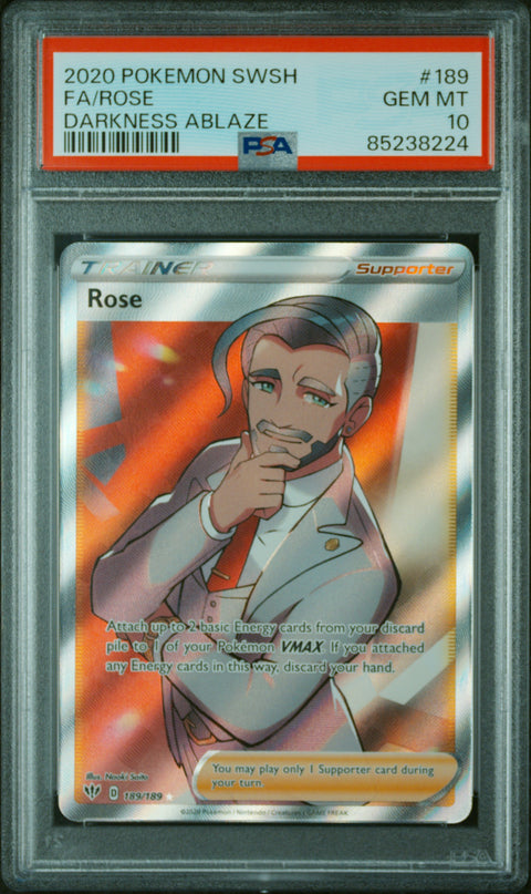 2020 Pokemon Sword & Shield Darkness Ablaze #189 Fa/Rose Darkness Ablaze PSA 10