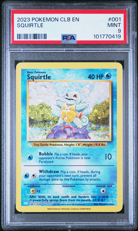 2023 Pokemon Clb-TCG Classic Blastoise & Suicune Ex Deck #001 Squirtle PSA 9