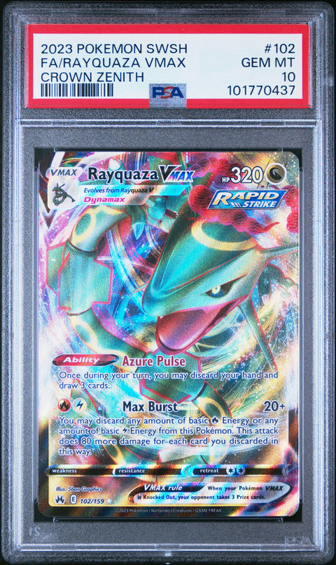 2023 Pokemon Crown Zenith #102 Fa/Rayquaza Vmax Crown Zenith PSA 10
